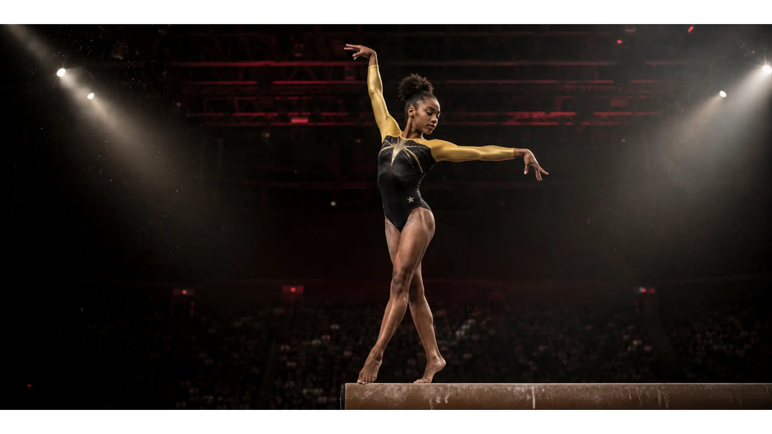 BSG athlete performing on balance beam during competition